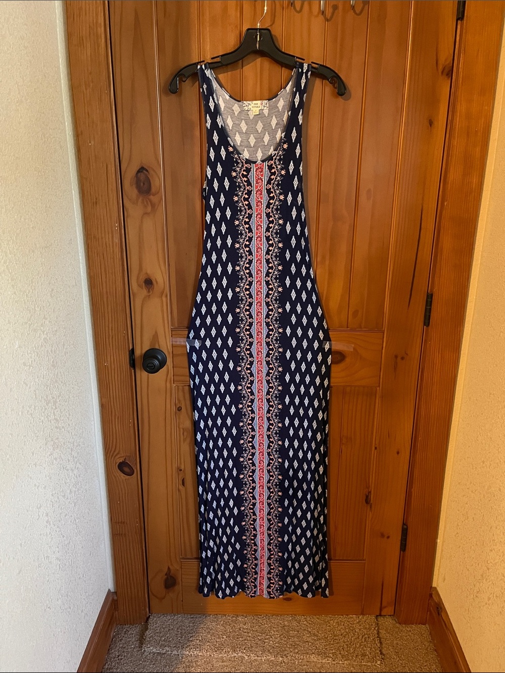 Pink Republic Patterned Maxi Dress. Navy, Red and White.